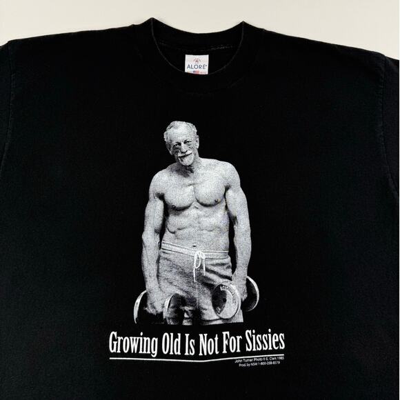 Vintage Gym Weightlifting "Growing Old is Not For Sissies" Funny Shirt Size XL - Picture 3 of 7
